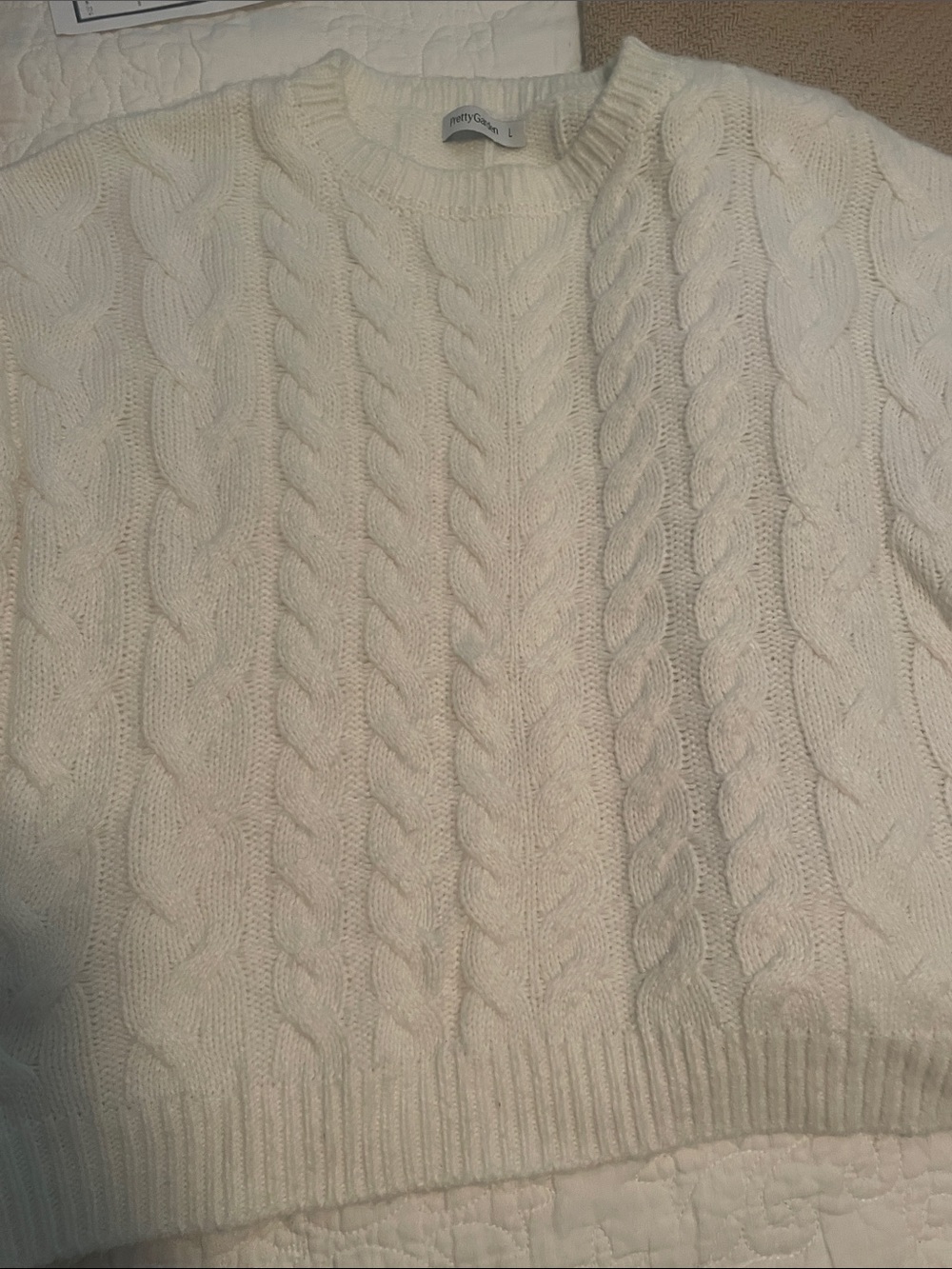 Pretty Gardener Cream Cable Knit Sweater